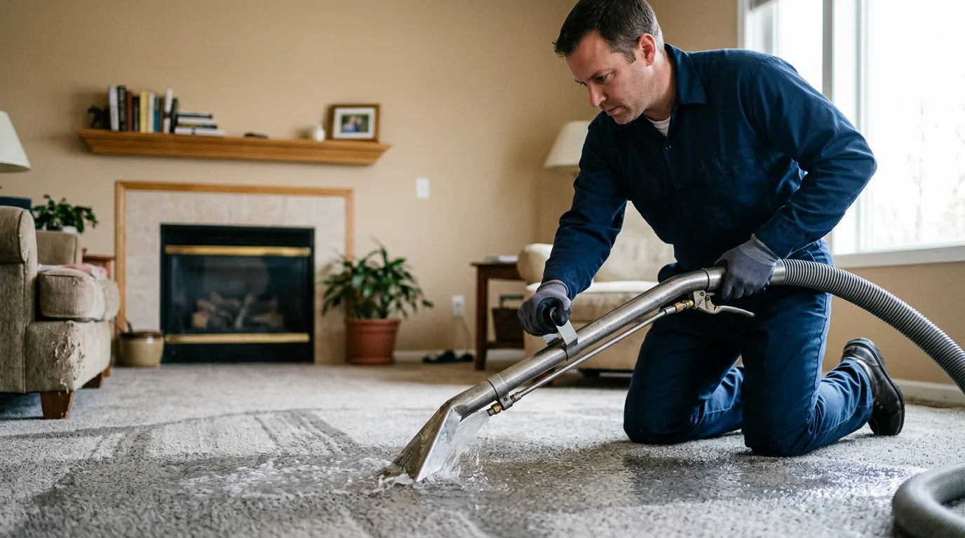 Water damage restoration technician working near Strong, AR